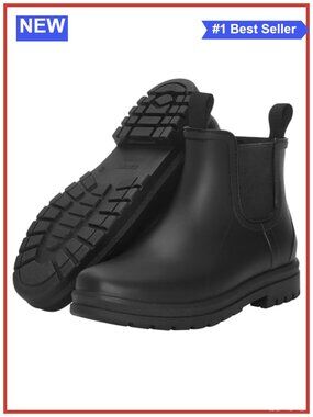 Waterproof Chelsea Ankle Rain Boots Slip-On PVC Women's Wet Weather